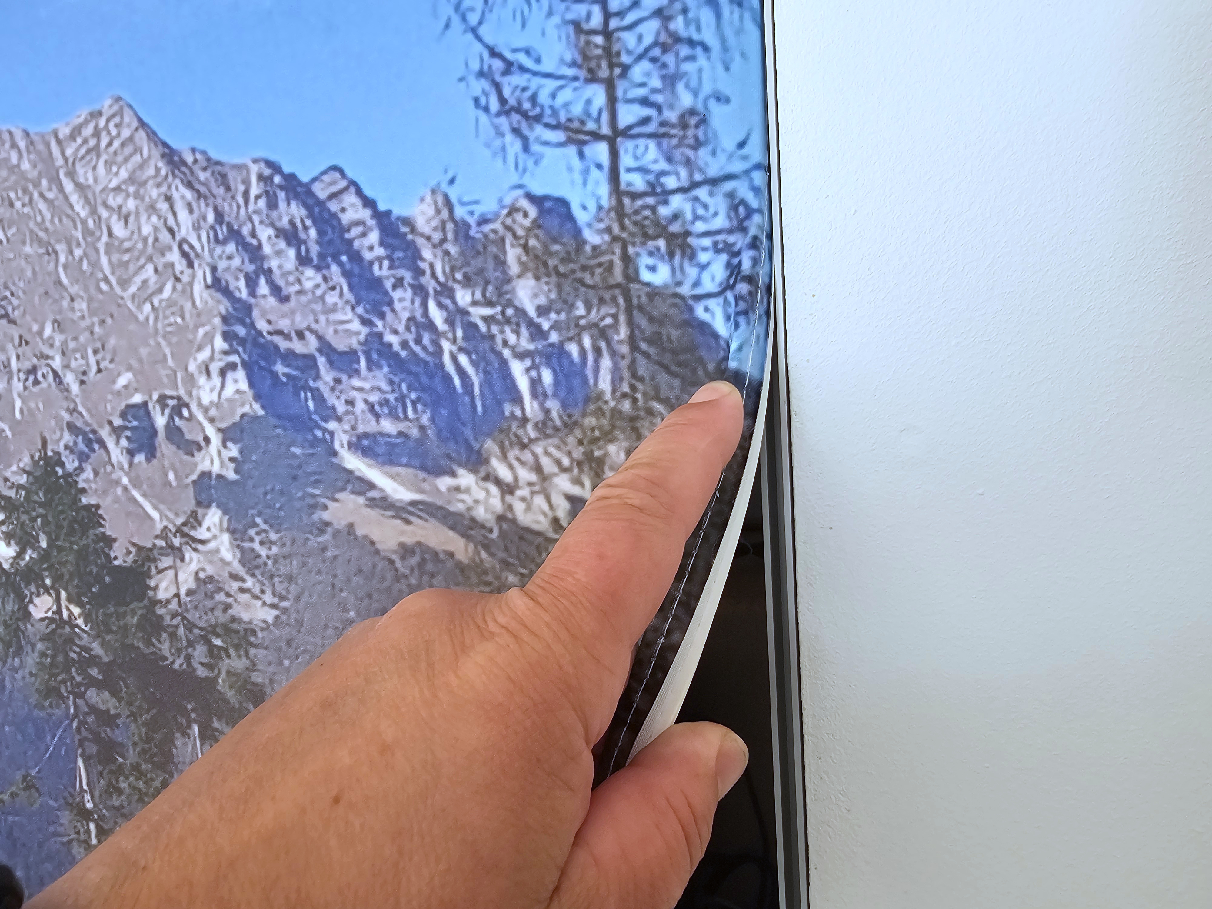 Spanntuch in Ausschnitt, Nische mit Textil verkleiden, Stretch fabric in cutout, cover niche with textile